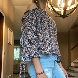 american eagle floral off the shoulder top